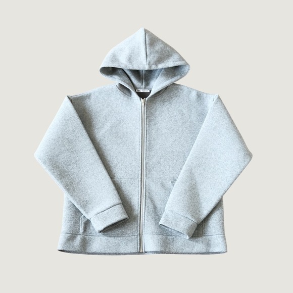 Zara Other - Zara Full Zip Hoodie Gray Textured Knit Boxy Relaxed Fit Sz M Streetwear Zip Up
